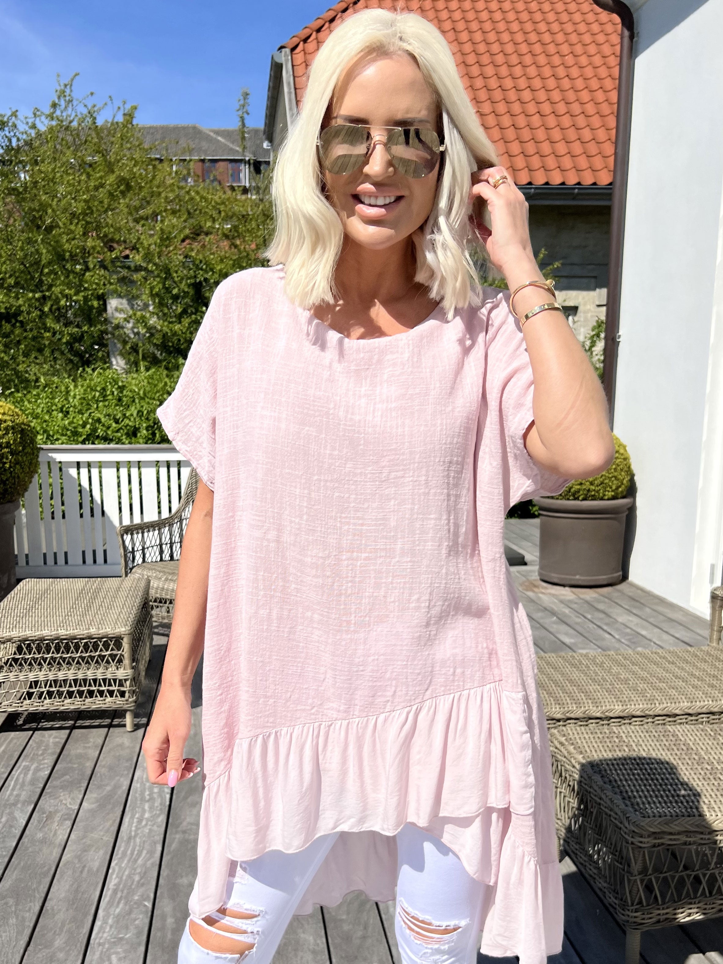 Elba - Tunika i forskudt længde med flæser